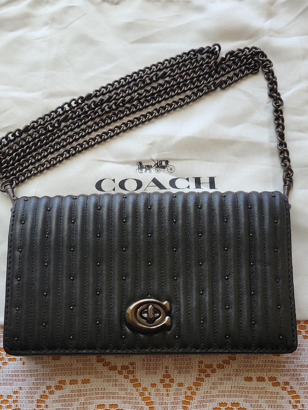 COACH Black Quilted Crossbody Detachable Chain / Convertible